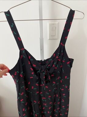INTERMIX Silk Black Cherry Print Jumpsuit